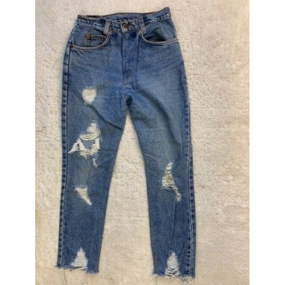 Levi Size 8/9 Womens Jeans Cotton High Rise Distressed Raw Hem Skinny